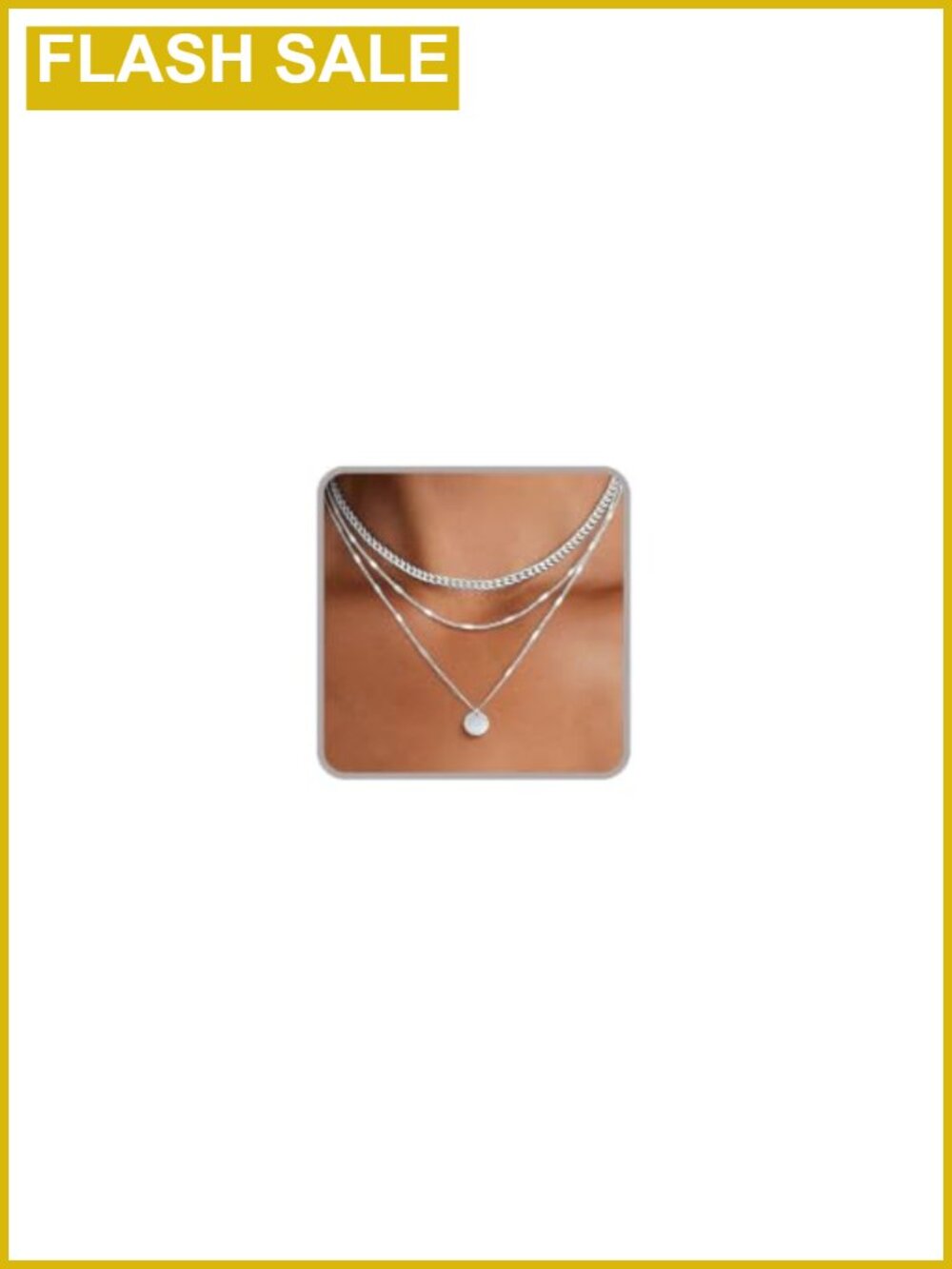 Layered Necklace Set Silver Tone Cuban Link Adjustable Stackable 3 Strand